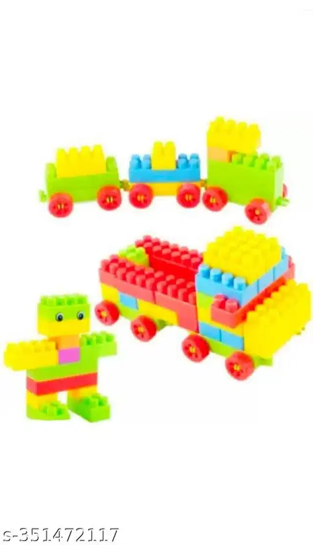 Plastic Block Toys for Kids, Multicolor, Set of 100