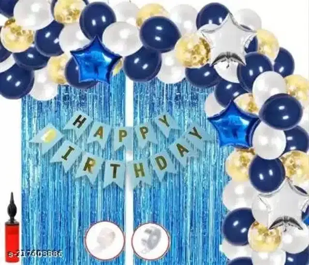 Birthday Party Decoration Kit, Multicolor, Set of 63