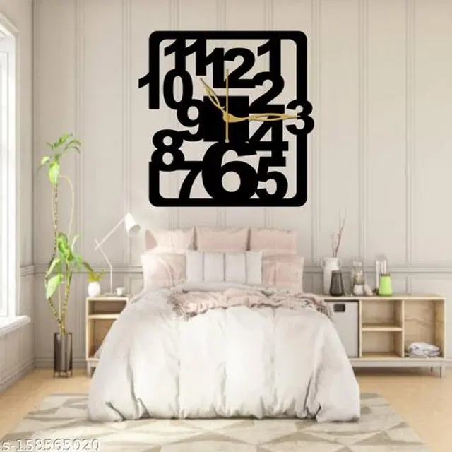 Wooden Wall Clock for Home, Black