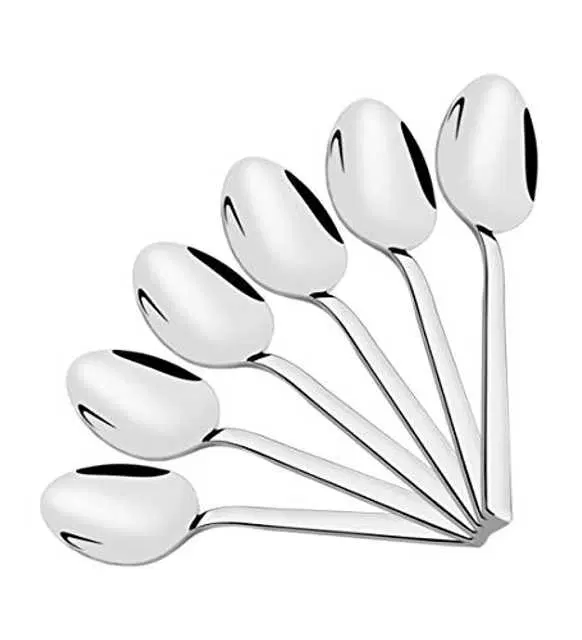 MN Enterprises Stainless Steel Spoons Set Mirror Finish Modern Cutlery Spoons For Home, Kitchen Table Spoon, Silver, Pack Of 12, MN_32