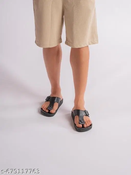Aerowalk PU Sliders for Men (Black, 6)