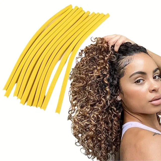 Rubber Hair Curling Twist Flexi Sticks, Multicolor, Pack of 10