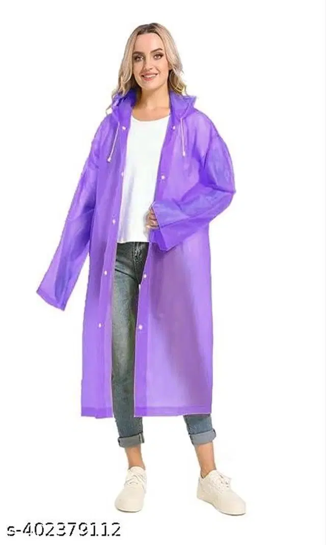 Polyester Rain Coat for Men & Women, Purple, Free Size