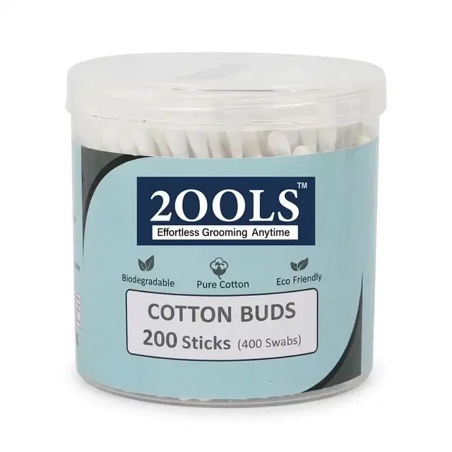 2OOLS Cotton Swab Ear Buds, 200 Pcs, Pack of 1