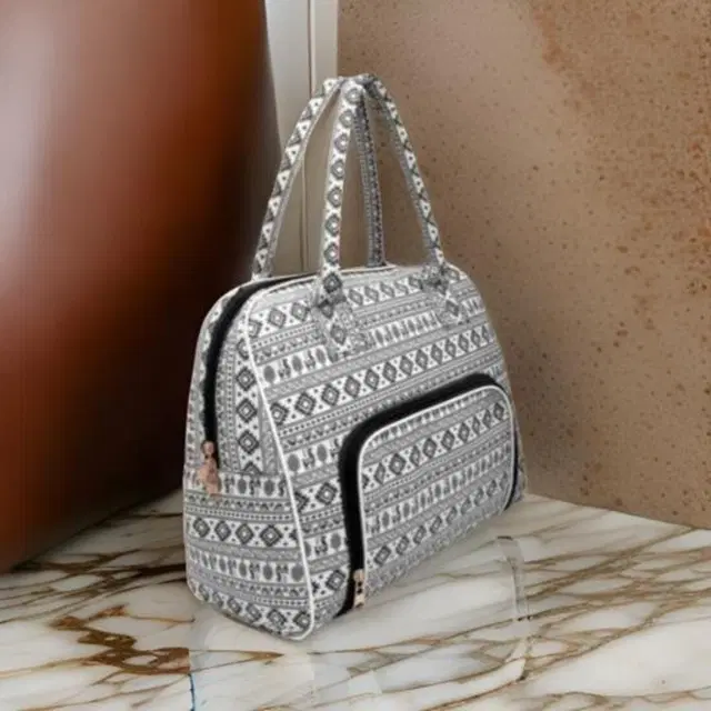 Canvas Printed Handbag for Women (Black)