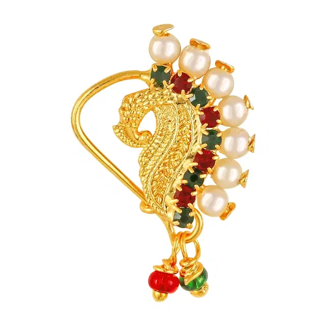 Gold Plated Designer Nosepin for Women (Multicolor)