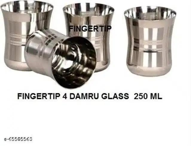 Stainless Steel Glass, Silver, 250 ml, Pack of 4