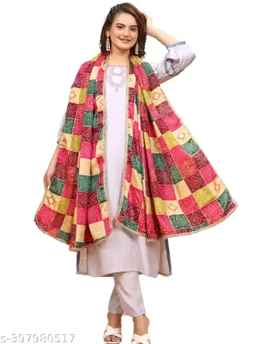 Chinon Printed Dupatta for Women (Multicolor, 2.2 m)