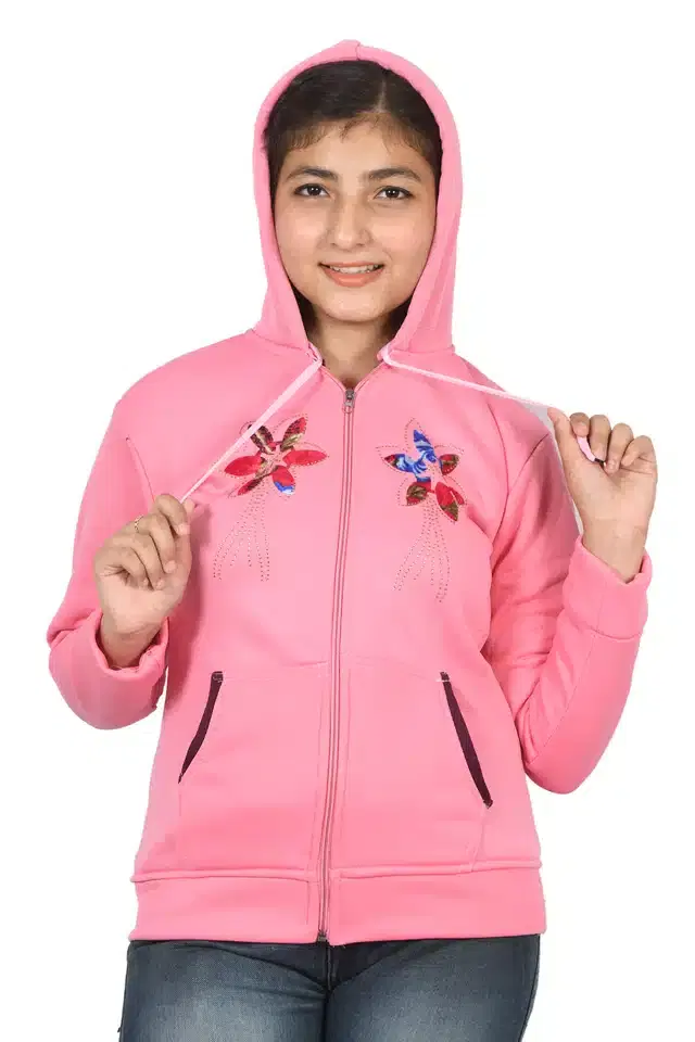 Full Sleeves Hoodies for Women (Pink, M)