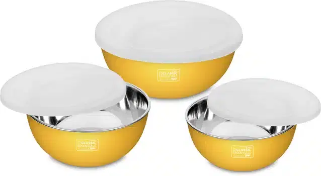 Stainless Steel Vegetable Bowl, Pack of 3, Gold