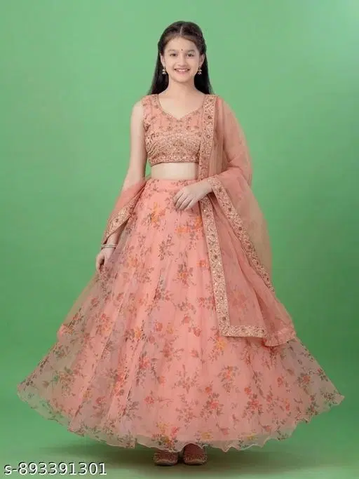 Lehenga Cholis for Girls (Orange, 12-13 Years)