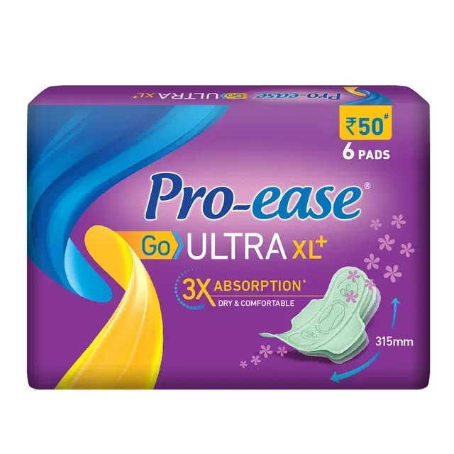 Pro-Ease 3X Absorption Saintary Pads (Ultra XL+, 6 Pads)