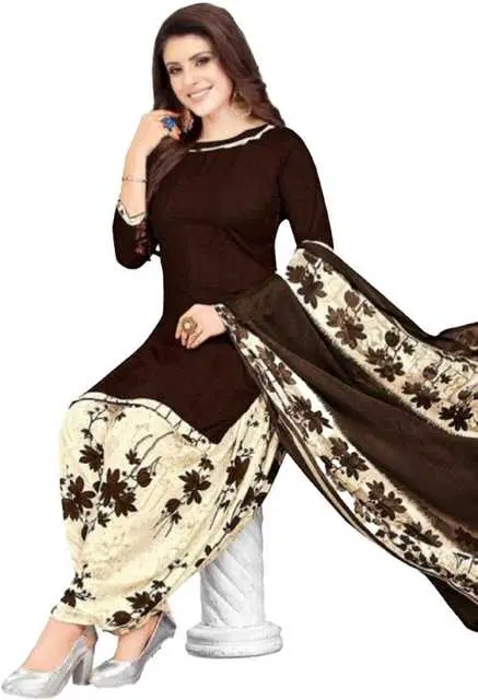 Yashika Unstitched Crepe Salwar Suit Material (Brown) (Y-352)