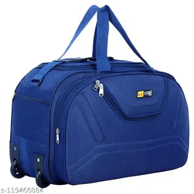 Polyester Trolley Duffel Bag for Men & Women, Navy Blue