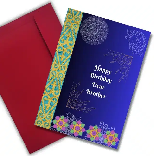 Birthday Greeting Card with Envelope for Brother, Multicolor, Set of 1