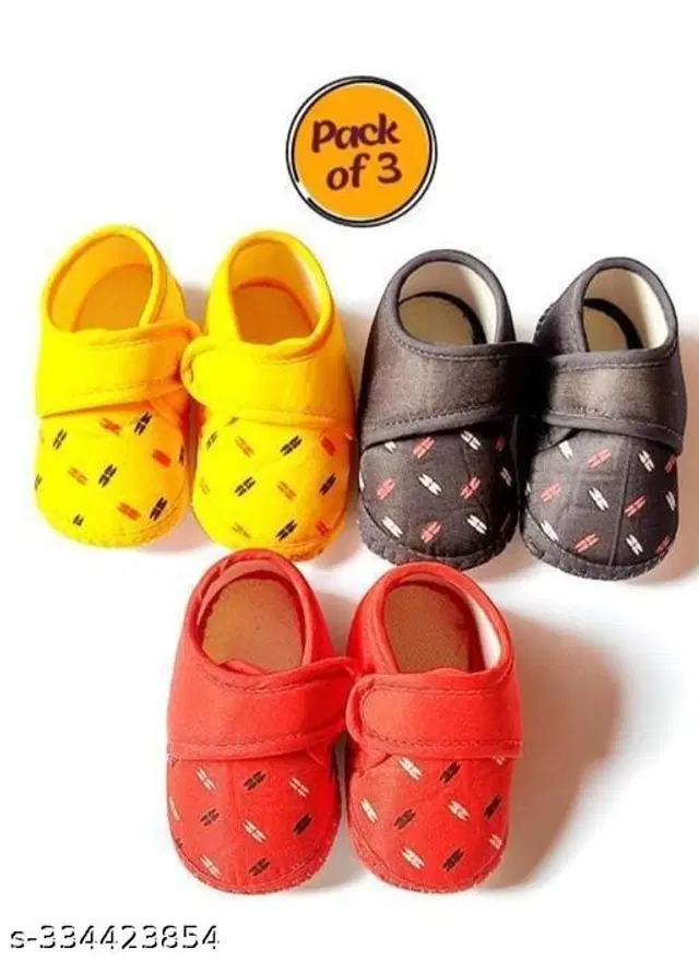 Shoes for Infants, Pack of 3 (Multicolor, 0-3 Months)