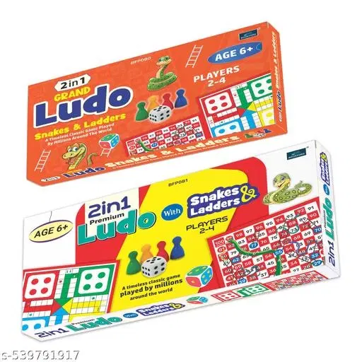 2in1 Grand Ludo + 2in1 Premium Ludo with Snakes & Ladders | Set of 2 Fun, Educational Board Games for Kids & Families | Portable & Durable | Age 6+