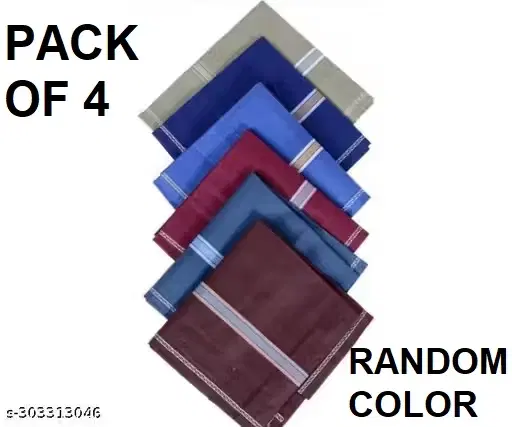 Printed Cotton Handkerchiefs for Mens ,Multicolor, Pack of 4