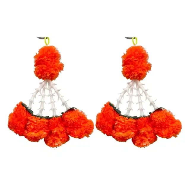 Diacraft Fluffy Orange Marigold Flowers Hanging Set Of 2