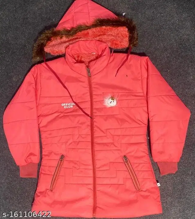 Polyester Jacket for Girls (Red, 0-6 Months)