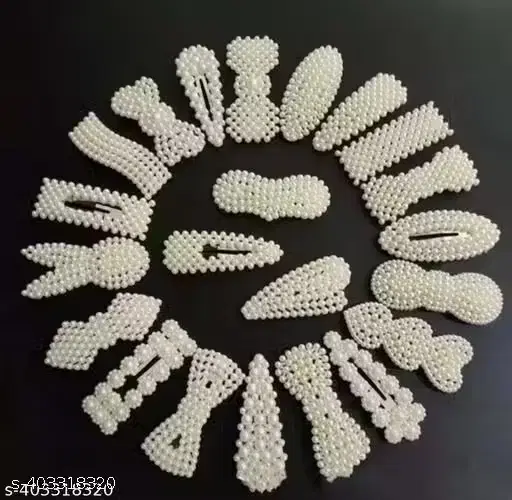 Korean Style Pearl Hair Clips for Women & Girls, Multicolour, Pack of 12