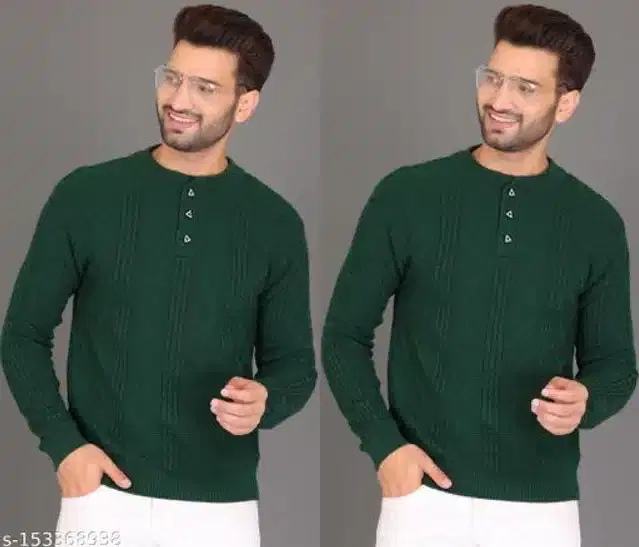 Woolen Sweater for Men, Pack of 2 (Green, M)