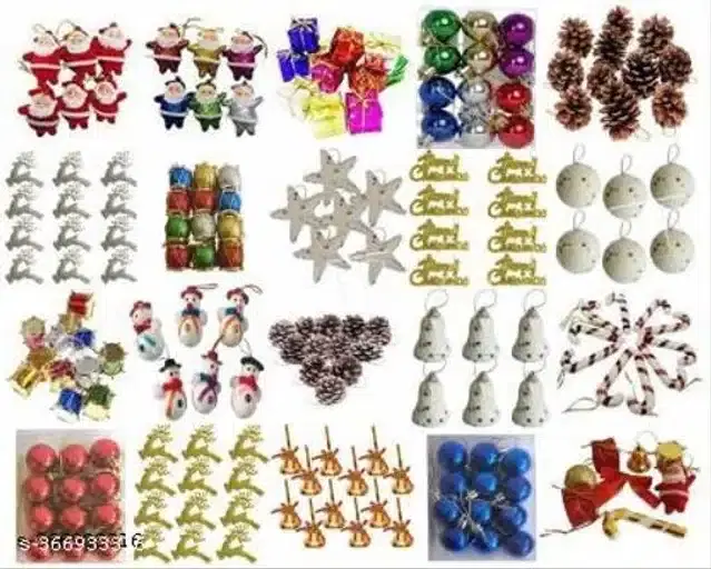 Christmas Tree Decoration Ornaments, Multicolor, Set of 100