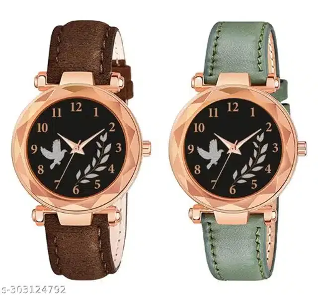 Analog Watch for Women, Pack of 2 (Multicolor)