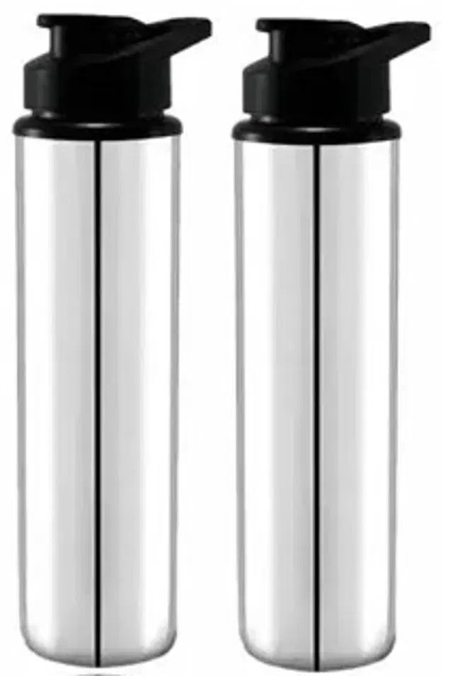 Stainless Steel Water Bottle, Silver, 900 ml, Pack of 2