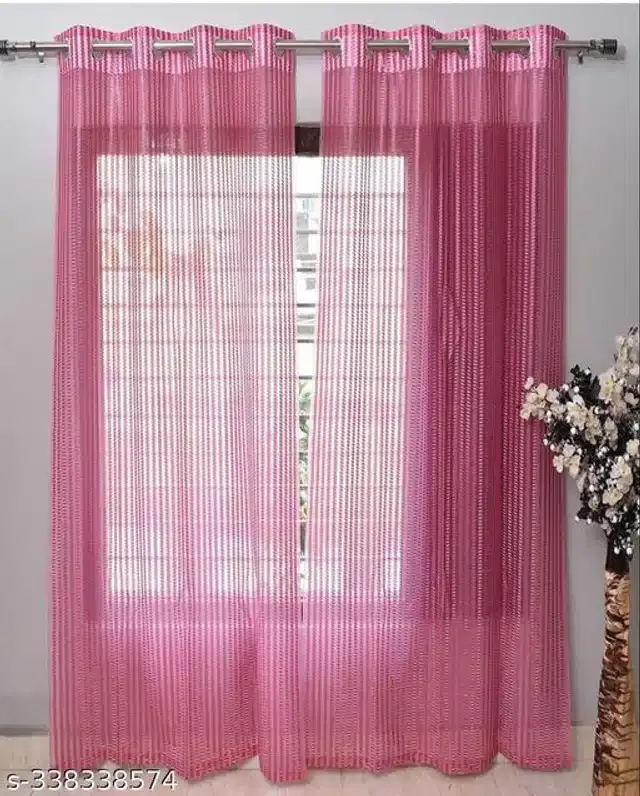 Polyester Curtain for Door, Pink, 7 Feet