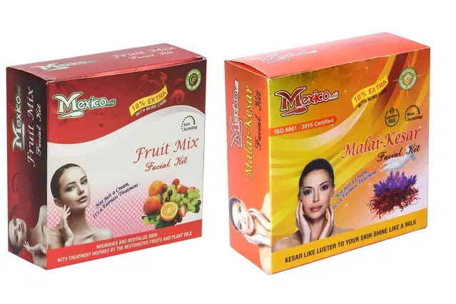 Maxico Herbs Fruit Mix with Malai Kesar Facial Kits, Pack of 2