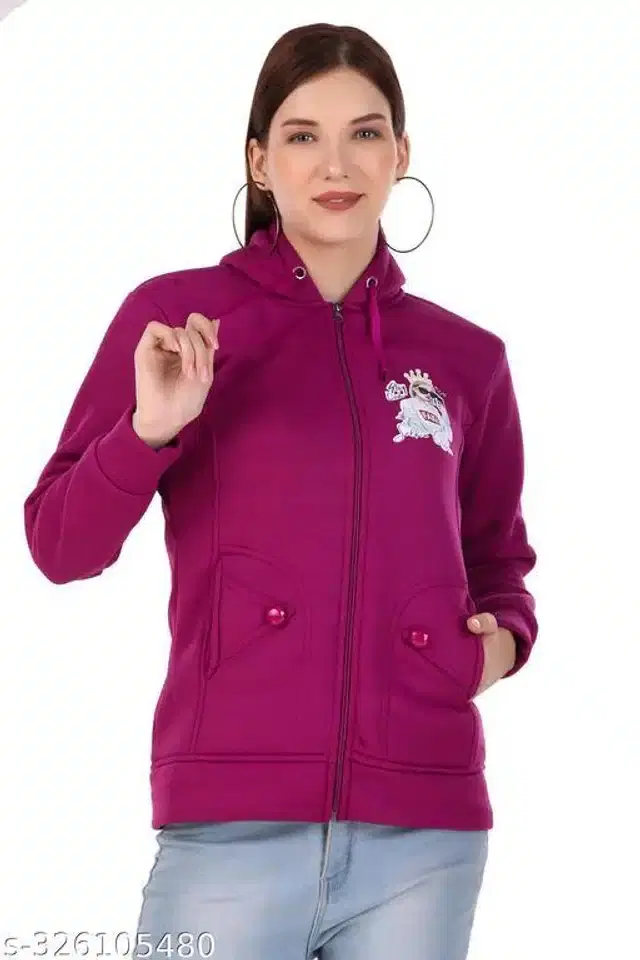 Polyester Sweater for Women (Purple, M)