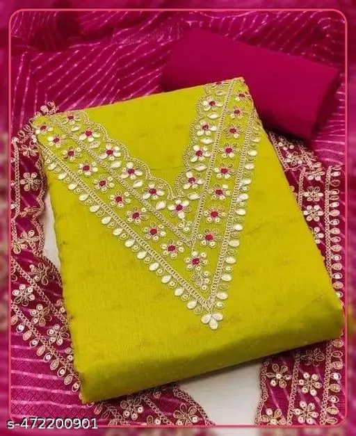 Embroidered Patiala Suits for Women (Green, Un Stitched)