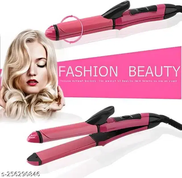 2 in 1 Hair Straightener & Roller, Pink, 50 W