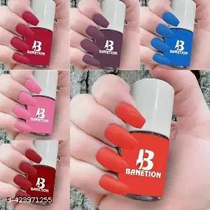 Banetion Matte Nail Polish, Multicolor, Pack of 6