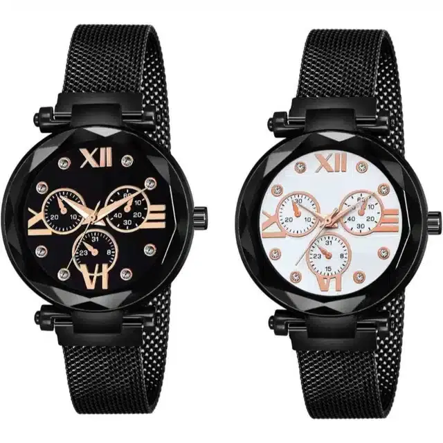 Women's Analog Watches, Pack of 2 (Black)