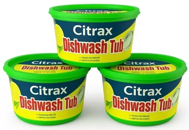 Citrax Dishwash Bar Tub (Free Scrub) 3X600g (Pack of 3)