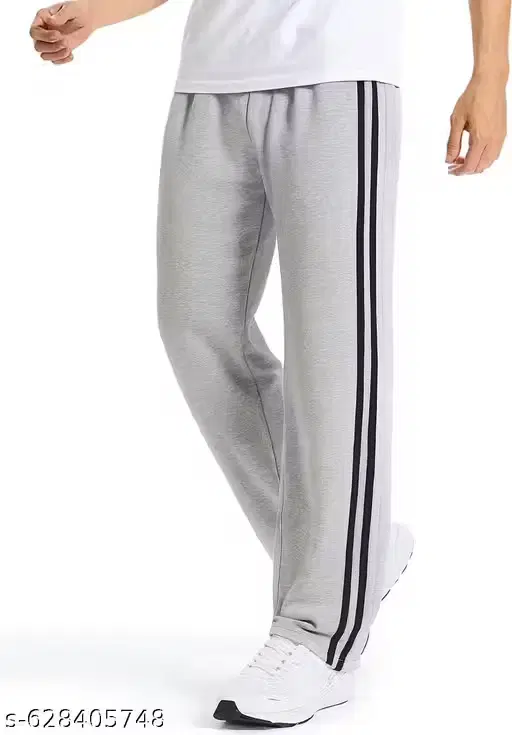 Cotton Blend Solid Trackpants for Men, Grey (M)