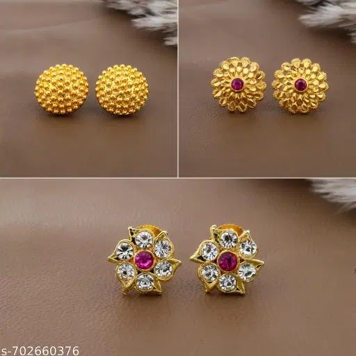 Handcrafted Ethnic Gold Look Stud Earrings