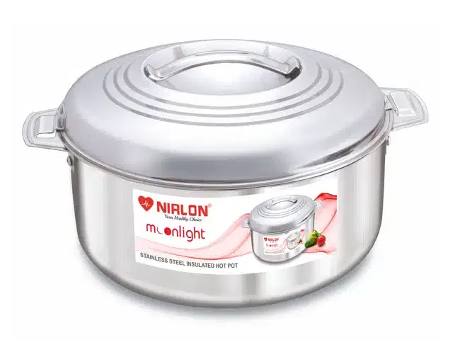 Stainless Steel Insulated Casserole with Steel Lid, Silver, 3 L
