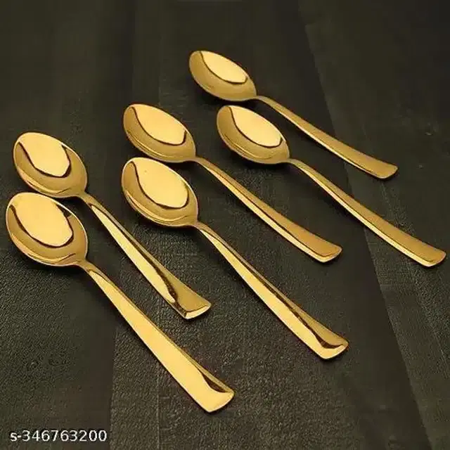 Stainless Steel Spoons, Golden, Pack of 6