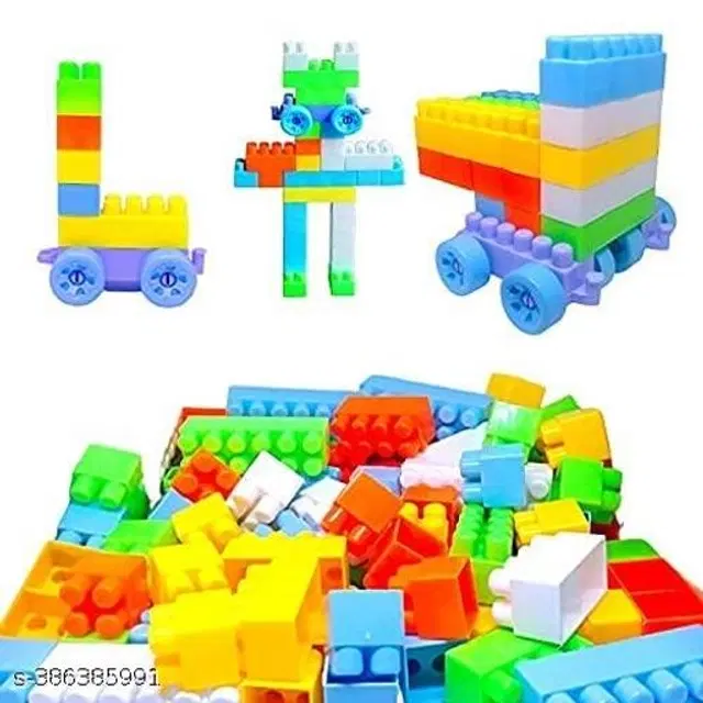 Plastic 100 Pcs Block Toys for Kids, Multicolor, Set of 1