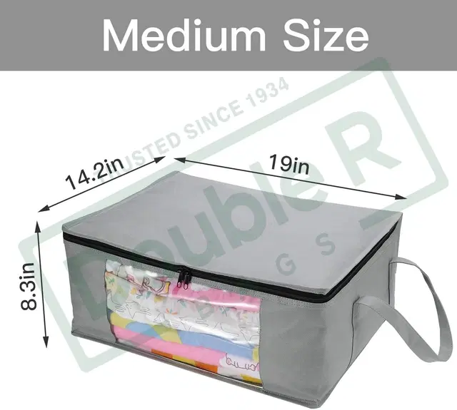 TerraHome x Double-R Clothes Organizers Storage Bag,with Reinforced Handle Very suitable storage room for clothes, bedding, perfect organization system (Grey)