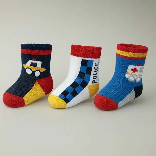 Cotton Spandex Ankle Length Socks for Kids INF-T-119, Pack of 3