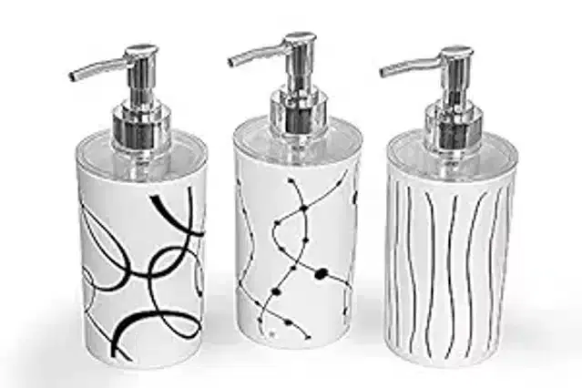 Plastic Soap Dispenser Bottle, Pack of 3, White, 250 ml