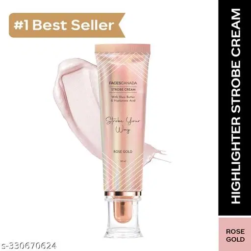 Faces Canada Strobe Cream Rose Gold, 30 ml | Primer + Highlighter + Moisturizer | Shea Butter & Hyaluronic Acid | Intense Hydration | Flawless Radiant Dewy Skin | Illuminating & Glowing Makeup Base