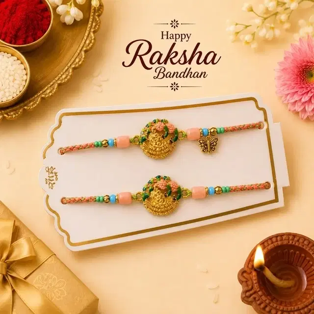 Premium Bhaiya Bhabhi Rakhi Gift Set- White Theme