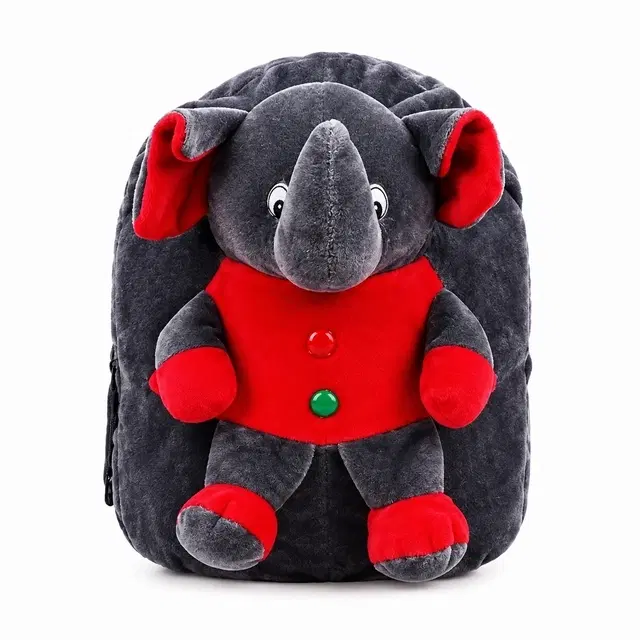 Elephant Soft Plush School Bag [Red/Gray]