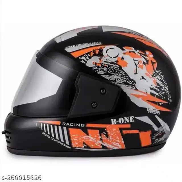 Full Face Helmet For Men, Black & Orange