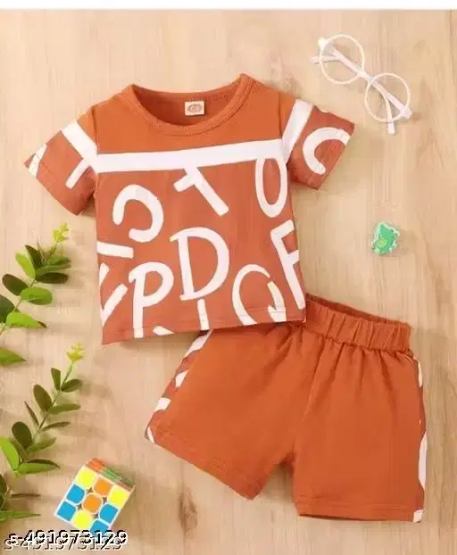 Boys Clothing Set Orange Poly Blend (12-18M)